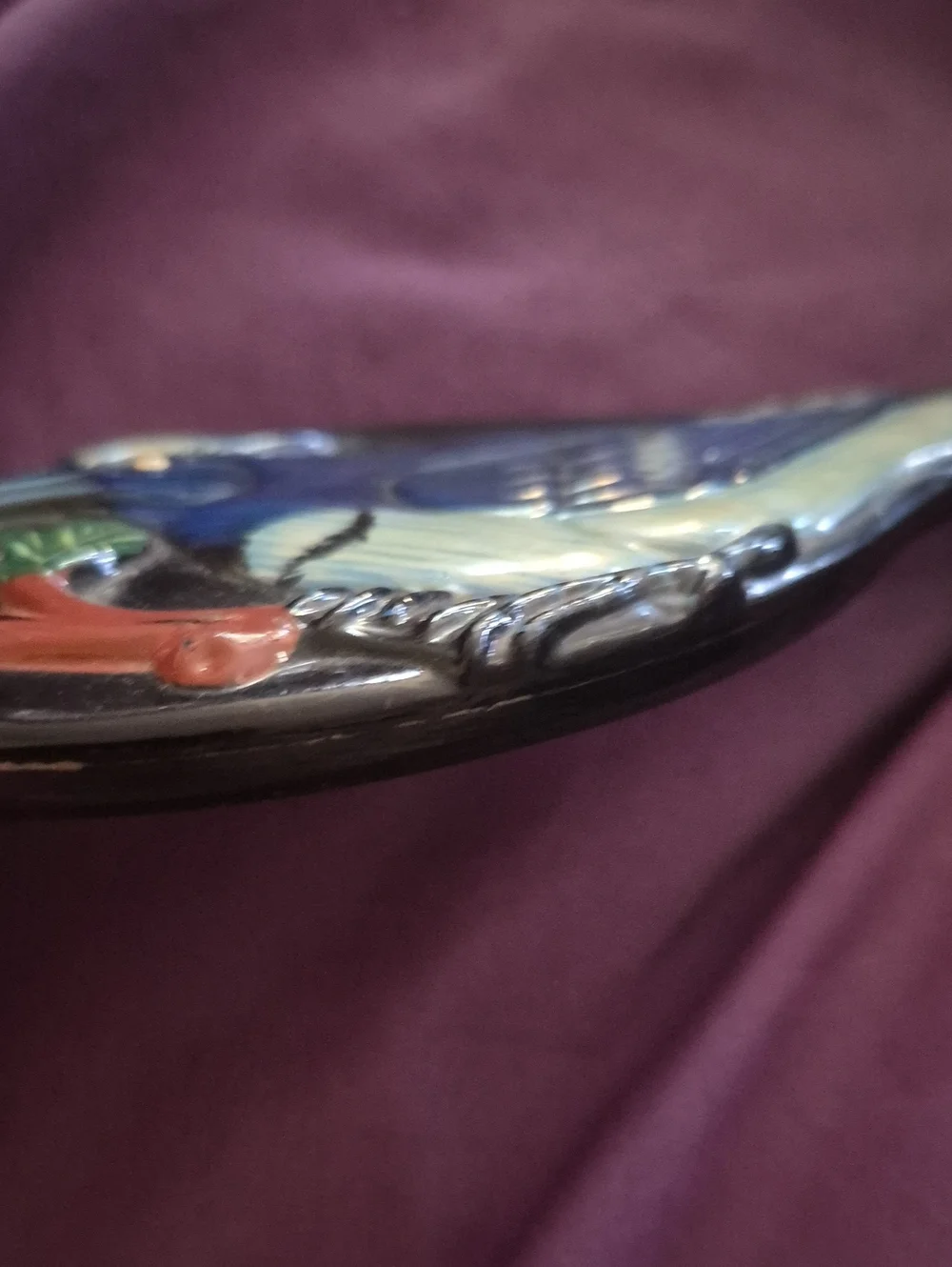 Hand-Painted Blue Bird Hsnd Mirror - Decorative Pets Bird Accent